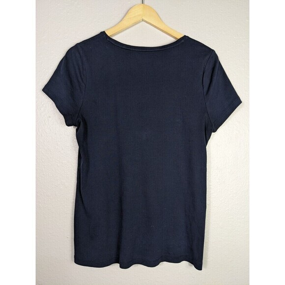 NWOT Talbots Womans Top Sequin Beaded Tee T-Shirt Blouse Sz LP Blue Short N62 - Picture 2 of 6